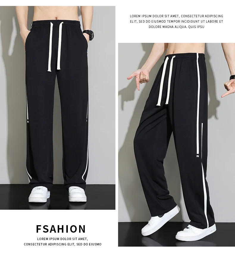 Description Picture 4 of itemSummer New Sweatpants Men Joggers Wide Leg Pants Neutral Breathable Loose Outdoor Quick Drying Fabric Fashion Casual Trousers