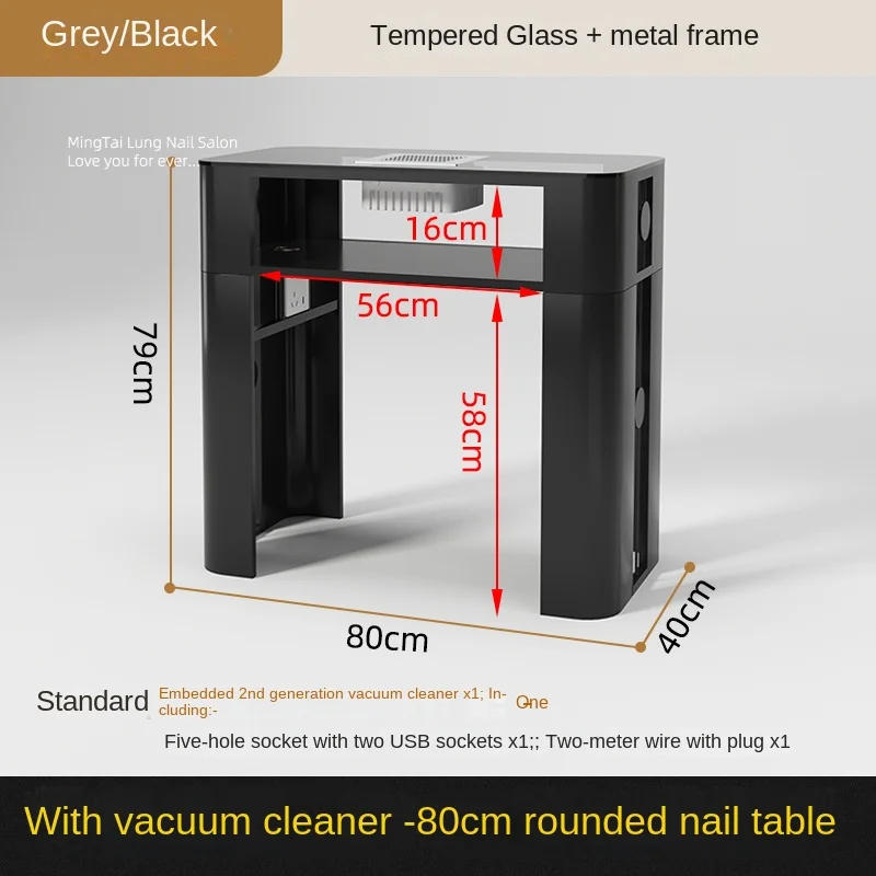 Description Picture 4 of itemMintailong glass manicure table manicure table and chair set vacuum cleaner simple nail salon black special table