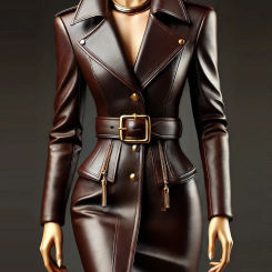 Women PU Leather Dress Lapel Collor Button Long Sleeve with Belt Chic Vintage Pockets Slim Elegant Office Lady Mini Dresses