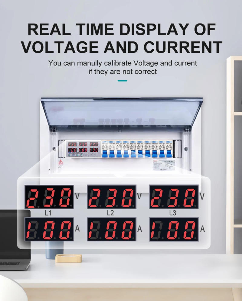 Description Picture 5 of item3 Phase 100A Din rail adjustable Over Under Voltage current limit protection Relay Protector SYN ASYNC Synchronous Asynchronous