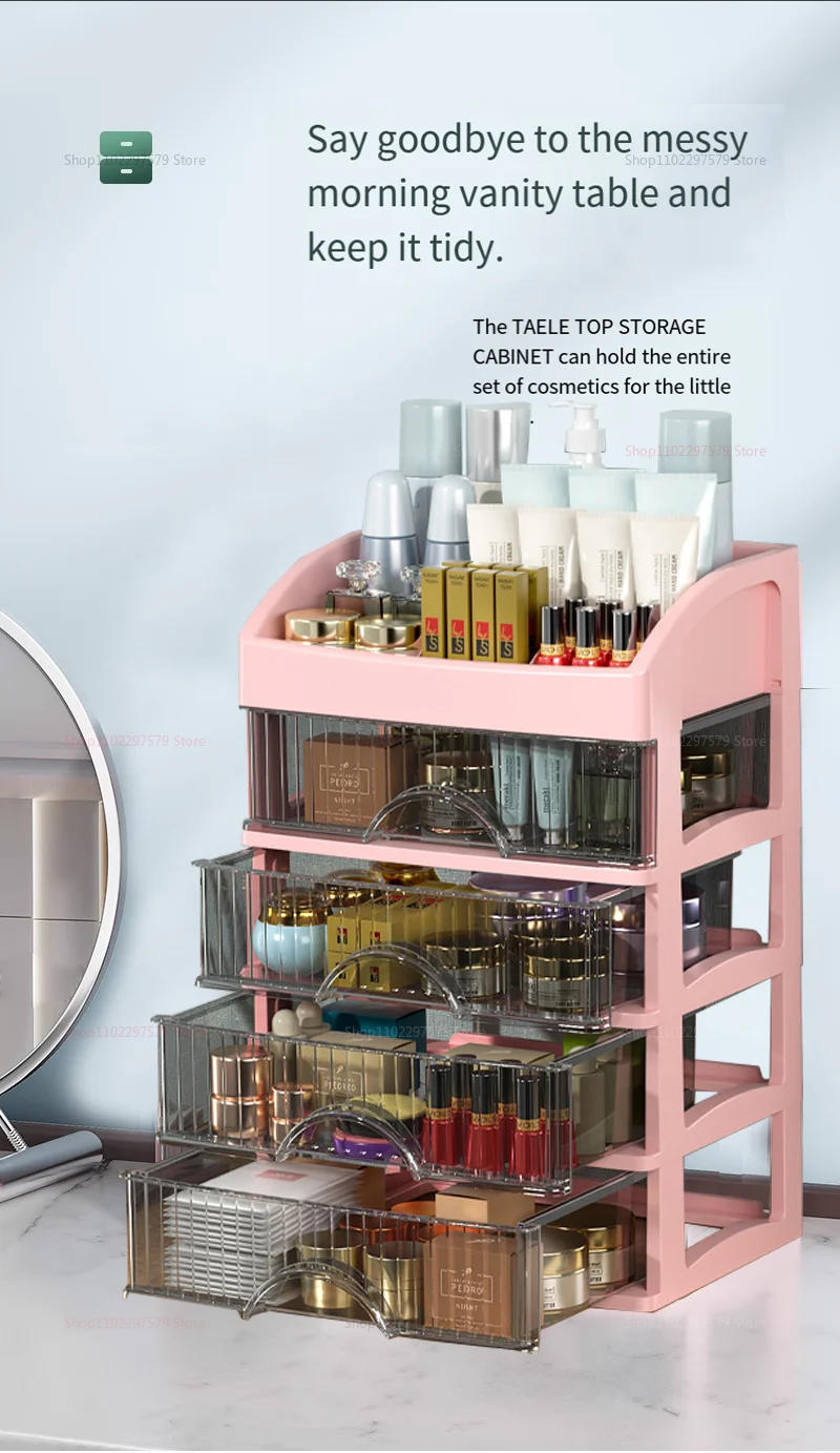 Description Picture 5 of itemCosmetic storage box dressing table skin care products storage rack dormitory desktop drawer type stationery organizer box