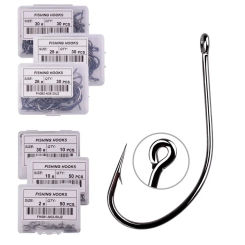 Aorace 50-100pcs/box Fishing Hooks High Carbon Chmical Sharpen Barbed Circle Hook Tackle Set  Point Hardness Supplier Fishhooks