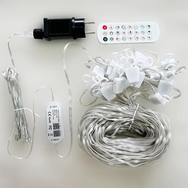 Description Picture 4 of item400LEDs Smart Curtain Lights Bluetooth App LED String RGB Fairy Lights DIY Music Change Display for Window Bedroom Decoration