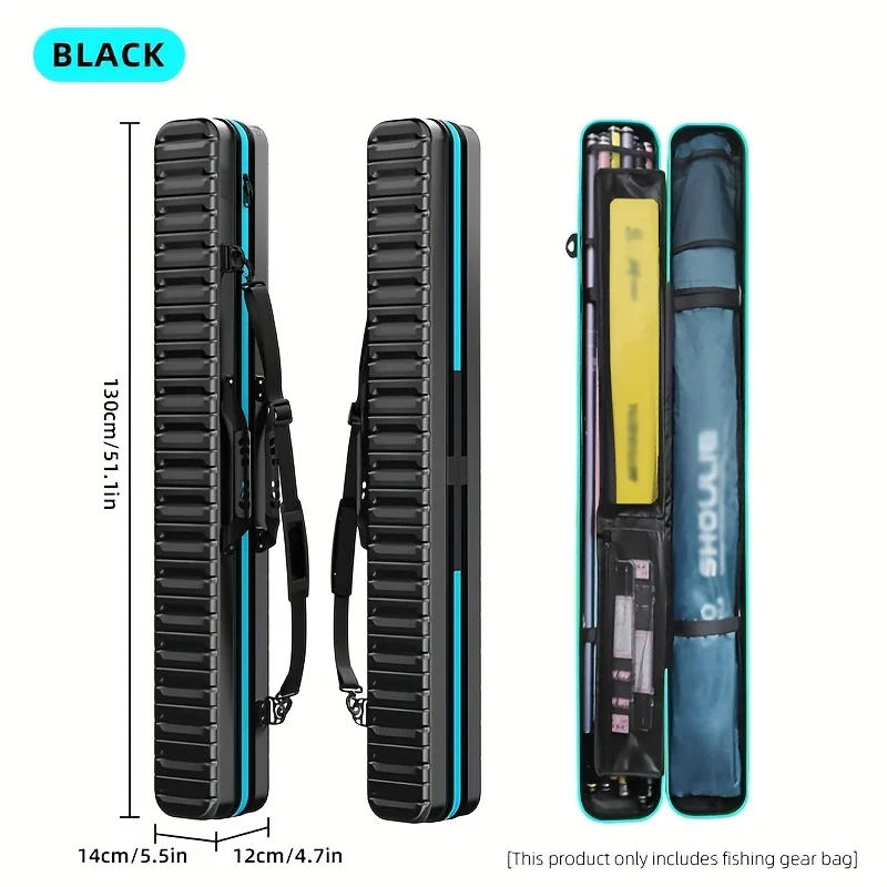 Description Picture 5 of item130cm Hard Shell Fishing Rod Bag PVC+ABS Wear-resistant, Durable and Waterproof Fishing Gear Bag Large Capacity Fishing Bag