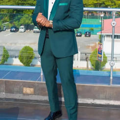 Green Formal Wedding Elegant Men Suits Groom Tuxedo Prom Slim Fit Blazers Hombre High Quality Custom 2 Piece Set Costume Homme