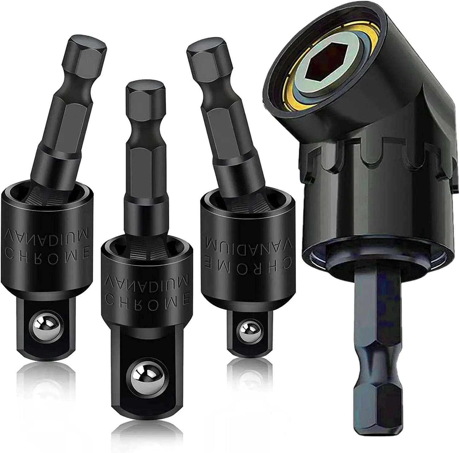 Description Picture 2 of itemPower Drill Sockets Adapter Sets, Rotatable Universal Joint Swivel  Impact Square Drive Adaptor Screwdriver Bit