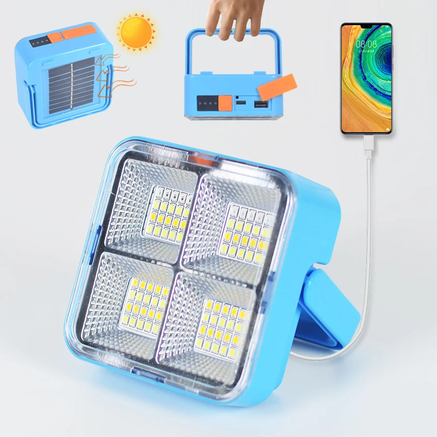 Description Picture 3 of itemPortable Solar Light USB Rechargeable Outdoor Lighting Powerful LED Reflector Spotlight Projector Floodlight Construction Lamp