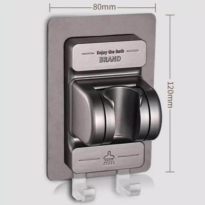 Description Picture 2 of item1Pc Shower Head Holder with Hooks Self-Adhesive Wall Mounted Showerhead Bracket Handheld Sprayer Support Sprayer Fixed Base