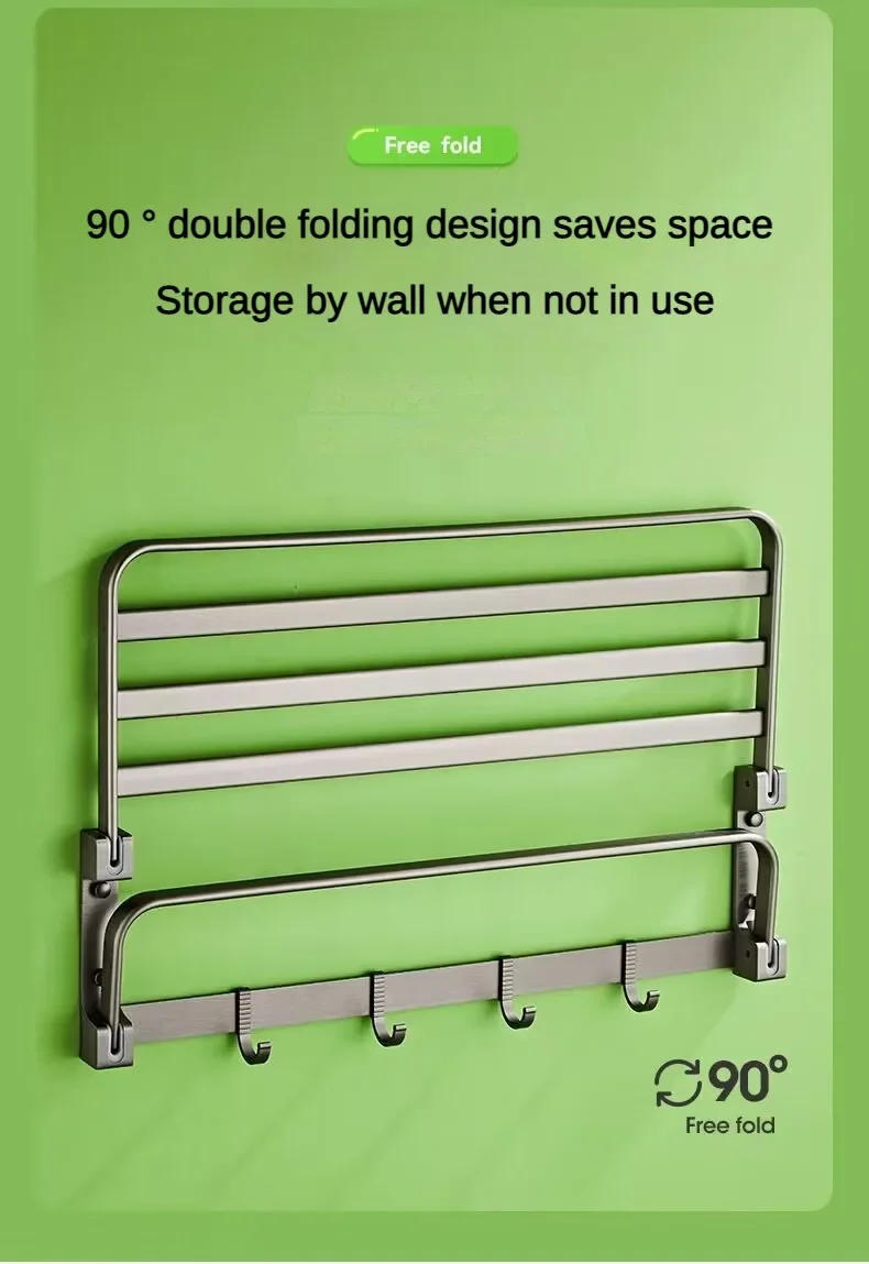 Description Picture 3 of itemSpace Aluminum Bathroom Hardware Set Bath Towel Rack Toilet Paper Holder Towel Hook Toilet Shelves Triangle Shelf Accessories