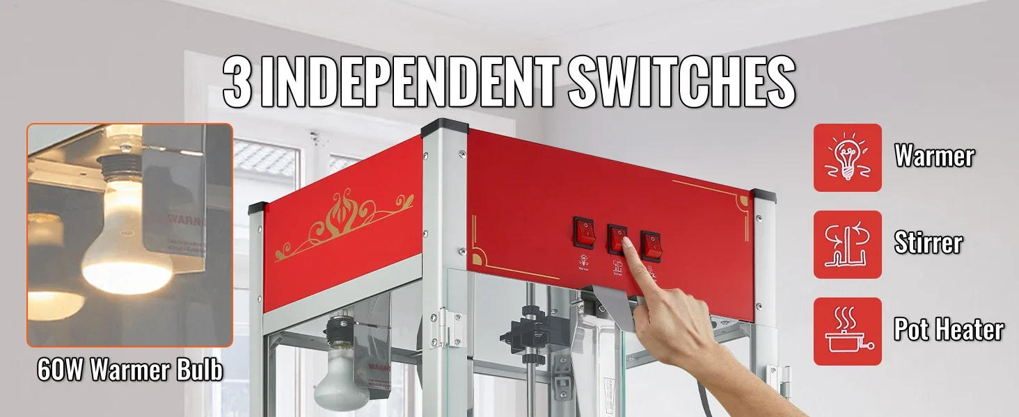 Description Picture 6 of itemCommercial Popcorn Machine, 12 Oz Kettle, 1440 W Countertop Popcorn Maker for 80 Cups per Batch, Theater Style Popper with