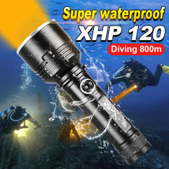 Newest Diving Flashlight XHP120 Underwater Powerful Led Flashlight Scuba Diving Torch IPX8 Waterproof Profession Hand Lamp