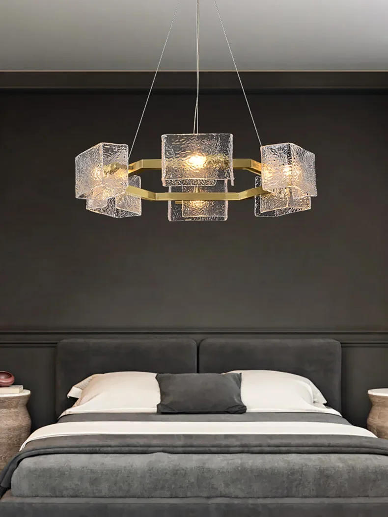 Description Picture 5 of itemModern Led Corrugated Crystal Ceiling Chandeliers Luxury Pendant Light for Living Room Restaurant Hanging Lamp Home Decor Luster