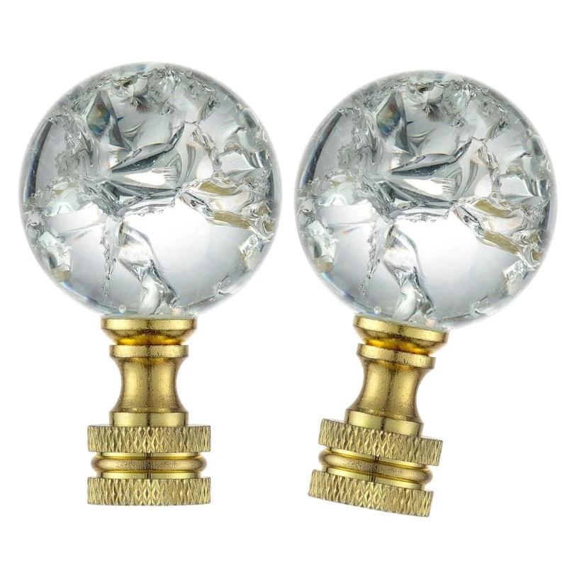 Description Picture 5 of item2 Pack Glass Lamp Finials Round Brass Caps Knobs Light Cresting Light Accessory