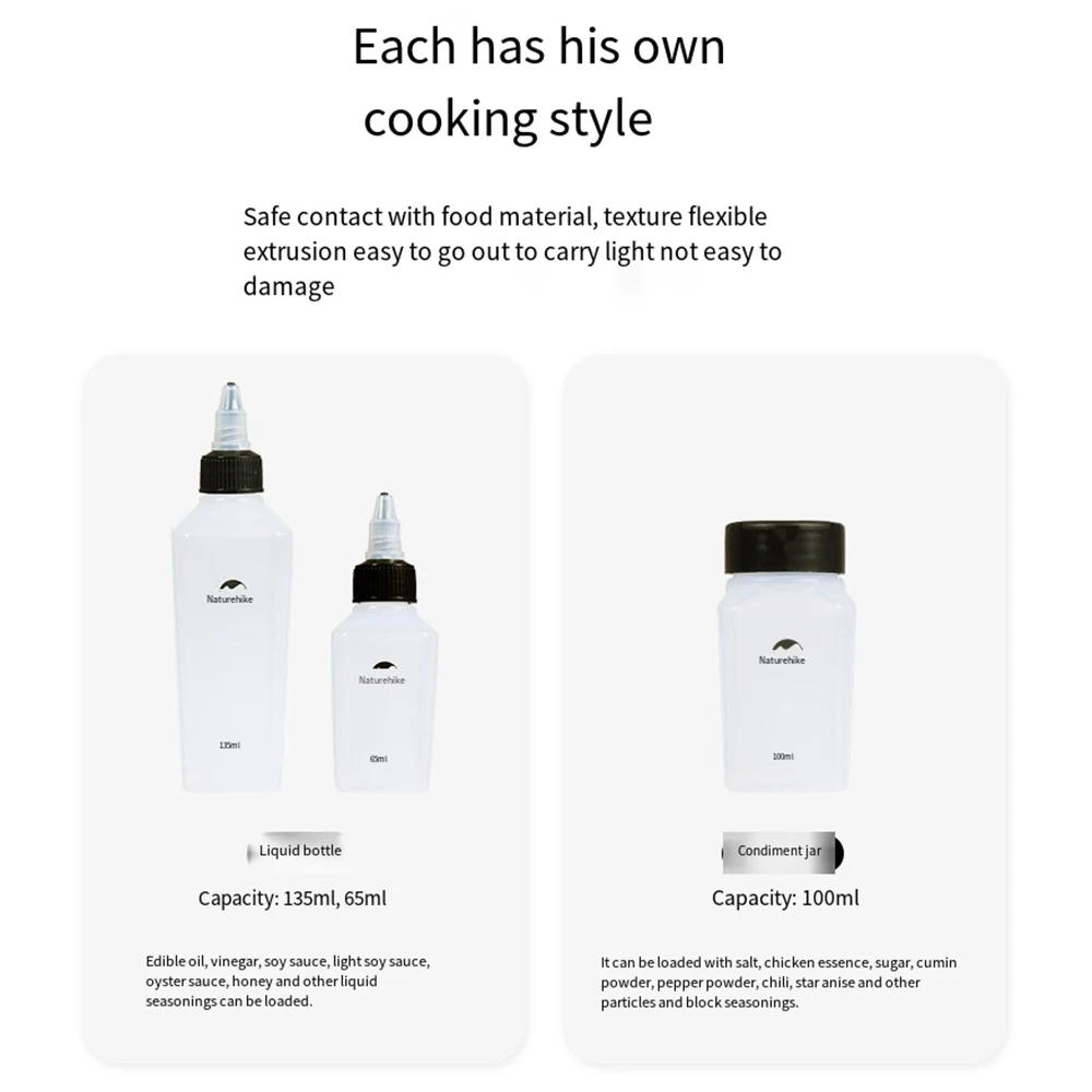 Description Picture 4 of itemNaturehike-Camping Seasoning Jar, Portable Spice Container, Cookware Set Supplies, Outdoor BBQ Picnic, Seasoning Can