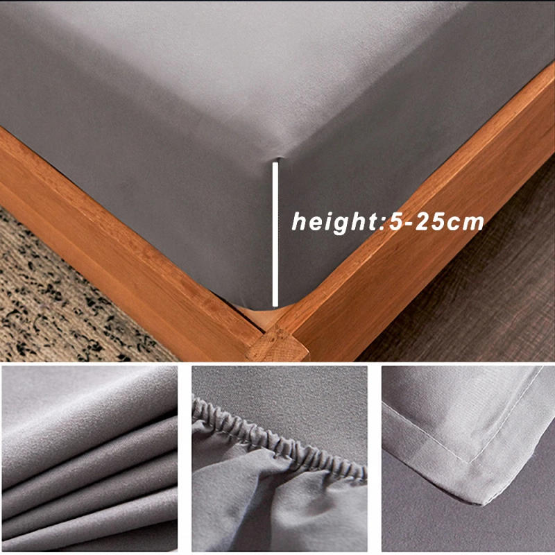 Description Picture 4 of item100% Cotton Mattress Cover Or Pillowcase Elastic Band Air-Permeable Non Slip Fitted Sheet Single Double Anti-Pull King Queen Bed