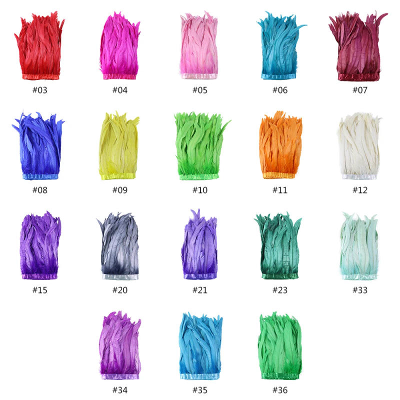 Description Picture 6 of item1Meters Gold Rooster Tail Coque Feather Trim Ribbon Tape Ribbons for Needlework Pheasant Feathers Crafts Carnival Decoration