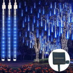 Solar LED Meteor Shower String Lights Garland Street Holiday Lamp Decoration for Wedding Party,Outdoor 2024 Christmas Decoration