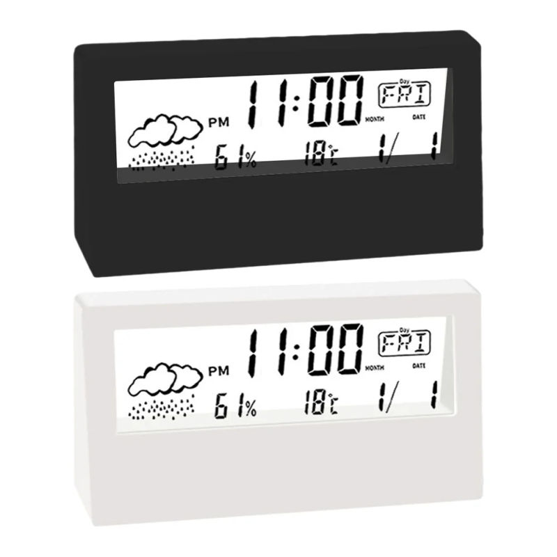 Description Picture 2 of itemThermo-Hygrometer Clock Creative Weather Display Electronic Alarm CLock Bedhead Electronic Clock Temperature And Humidity