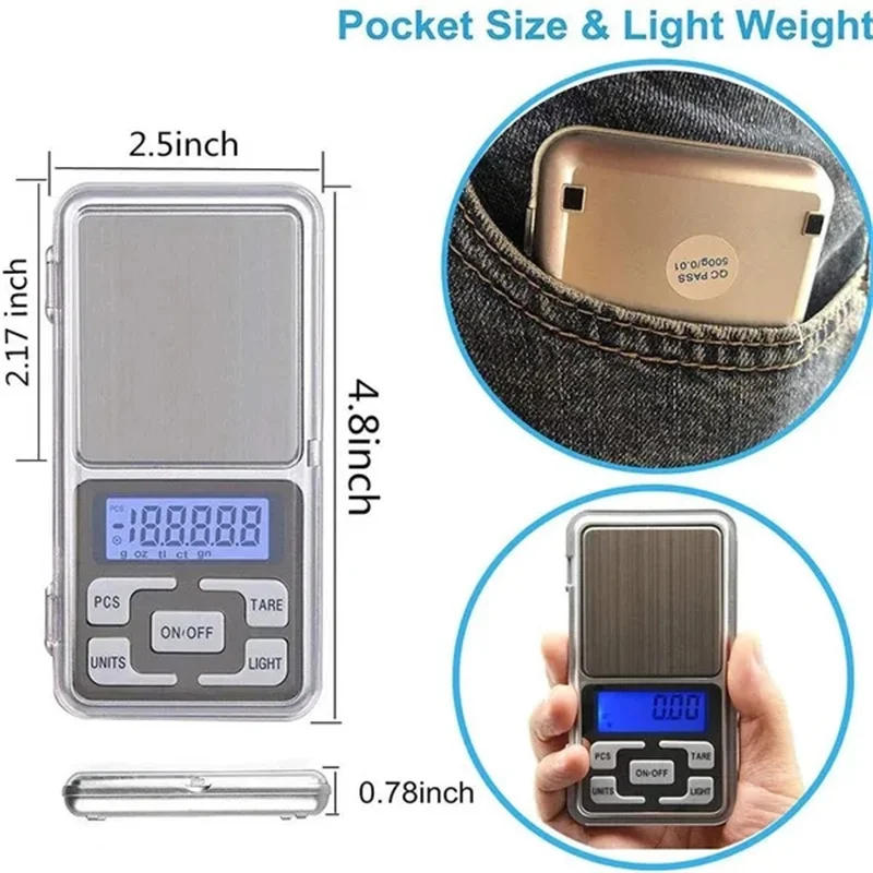 Description Picture 3 of itemElectronic Digital Pocket Scale 0.01g Precision Mini Jewelry Weighing Scale Backlight Scales for Kitchen 100/200/300/500g