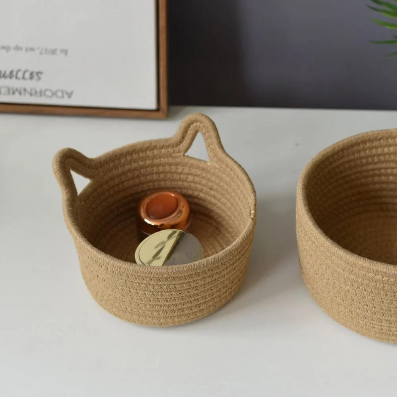 Description Picture 5 of itemCute cat ear storage basket: a desktop miscellaneous storage box suitable for office and home decoration