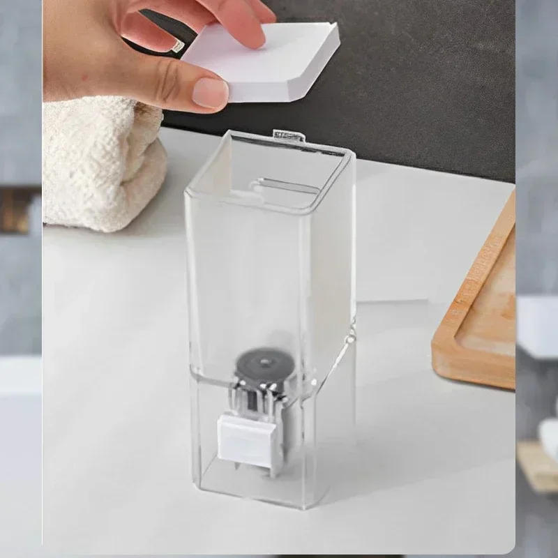 Description Picture 5 of itemNon-punching Manual Press Soap Dispenser Wall Hanging Traceless Paste Disinfectant Bottle Bathroom Transparent Soap Dispenser