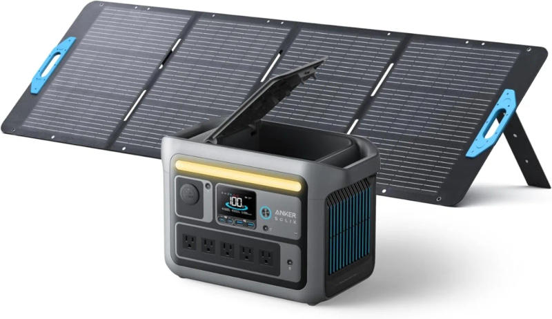 Description Picture 2 of itemC800 Portable Power Station with 200W Solar Panels 1200W (Peak 1600W) Solar Generator Full Charge in 58 Min 768Wh Battery