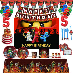 Ninja Birthday Party Decoration Cups  Napkins Tablecloth Backdrop Banner Balloons Cake Toppers For Kis Party Supplies