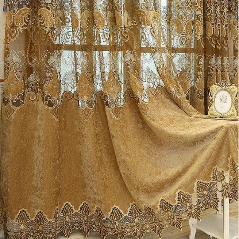 Description Picture 2 of itemEurope Home Decoration Luxury Valance Curtains For living Room Bedroom Windows Flowers Embroidered Curtains Fabric Tulle