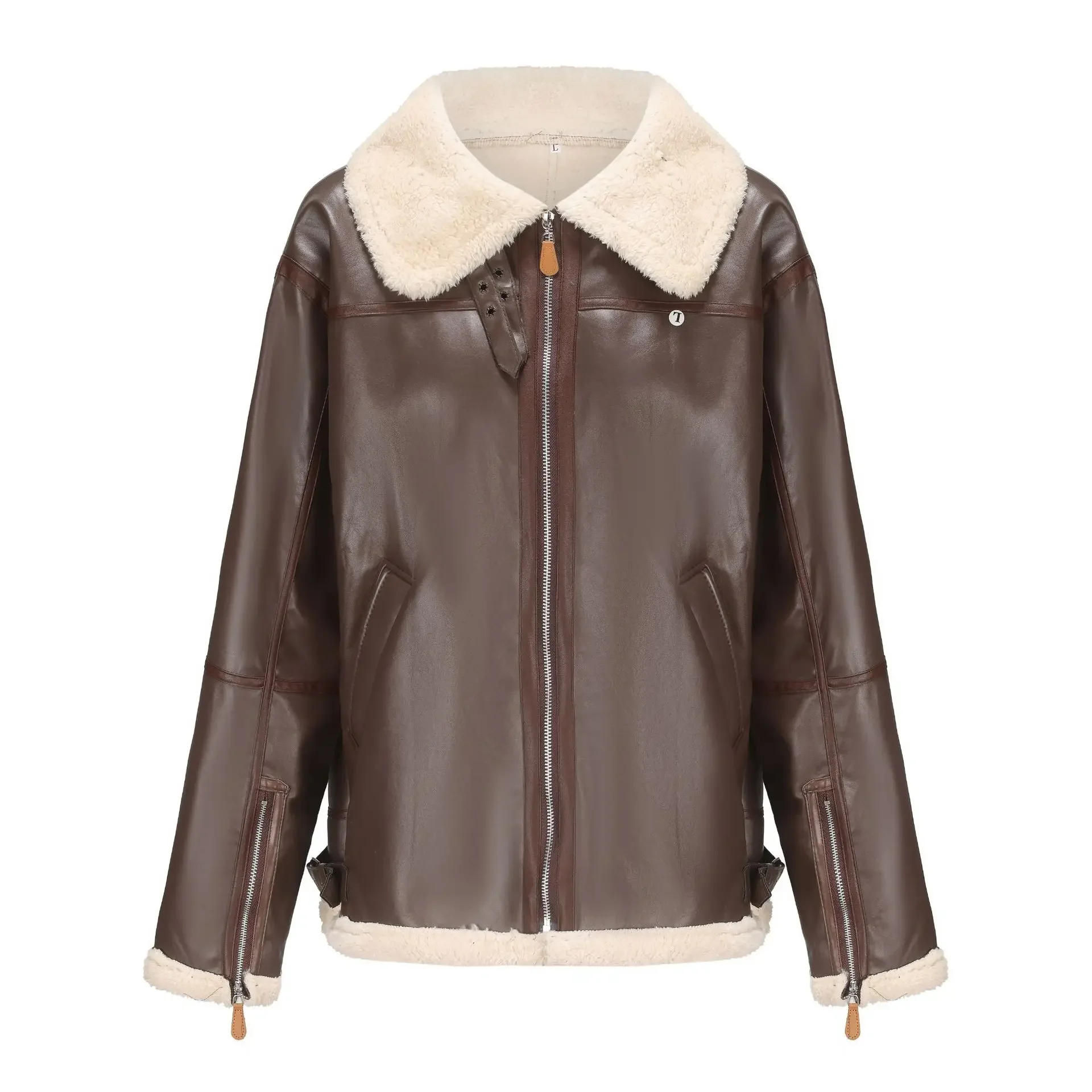 Description Picture 6 of item2023 Men's New Fashion Thickened Heavy Craft Men's Fur Integrated Coat Long Sleeve Fur Coat