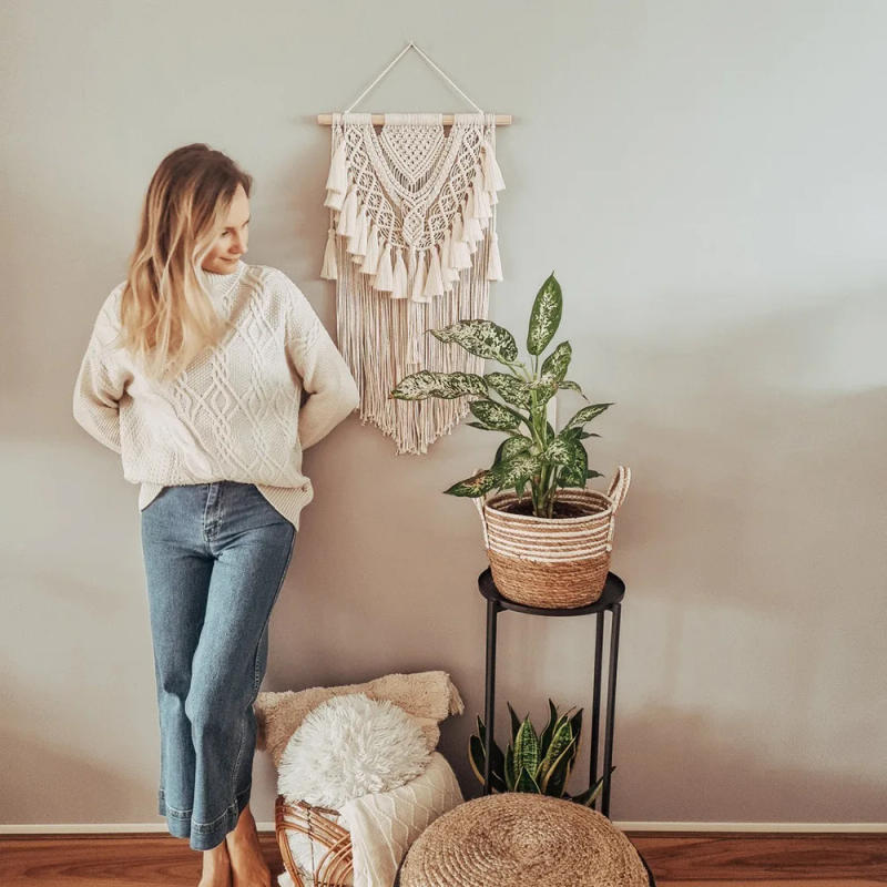 Description Picture 2 of itemNew Handwoven Tapestry Bohemian Wall Carpet Home Home Homestay Holiday Decoration Background Pendant macrame wall hanging