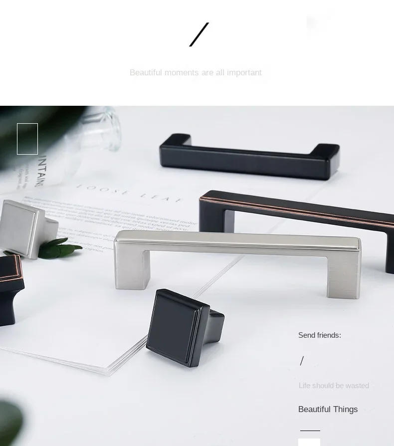 Description Picture 4 of itemFurniture Handle Drawer Knobs and Handles for Cabinet Wardrobe Zinc Alloy Door Pull 96mm/128mm/160mm/192mm/320mm Hole Pitch