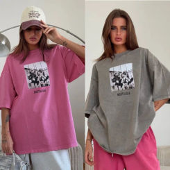 Y2k Cotton Printed Short-sleeved T-shirt Summer Vintage Distressed Women's Short-sleeved Top Trendy Hip-hop Rap Printed T-shirt