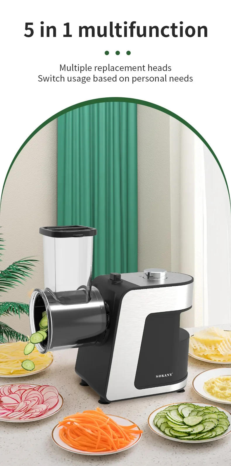 Description Picture 4 of itemHouselin Professional Salad Electric Slicer/Shredder, Vegetable Chopper Slicer Attachment for Grater / Shredder