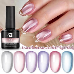 BOZLIN 7.5ml Smooth Ceramics Cat Eye Nail Polish Varnish Semi Permanent Soak Off Water Light Cat Magnetic Gel For Nails Manicure