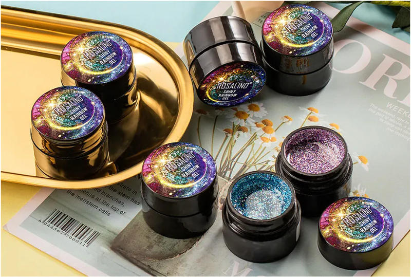 Description Picture 2 of itemROSALIND 5ml Glitter Gel Nail Polish Hybrid Varnishes Shiny Nail Polish Semi Permanent Gel Lacquer Soak Off Top Base Coat UV Gel