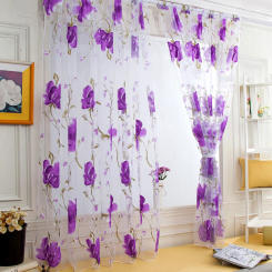 1 PCS Vines Leaves Tulle Door Window Curtain Drape Panel Sheer Scarf Valances