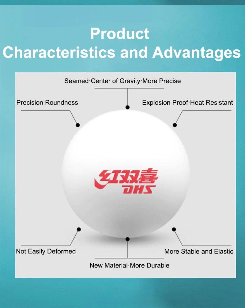 Description Picture 3 of item100Pcs DHS Seamed Table Tennis Ball ABS New Material Table Tennis Ball ITTF Approved Ping Pong Balls for Training Competition