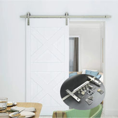 DIYHD 5.5FT Brushed Sliding Barn Door Hardware Two-Side Mechanism, Soft Close kit