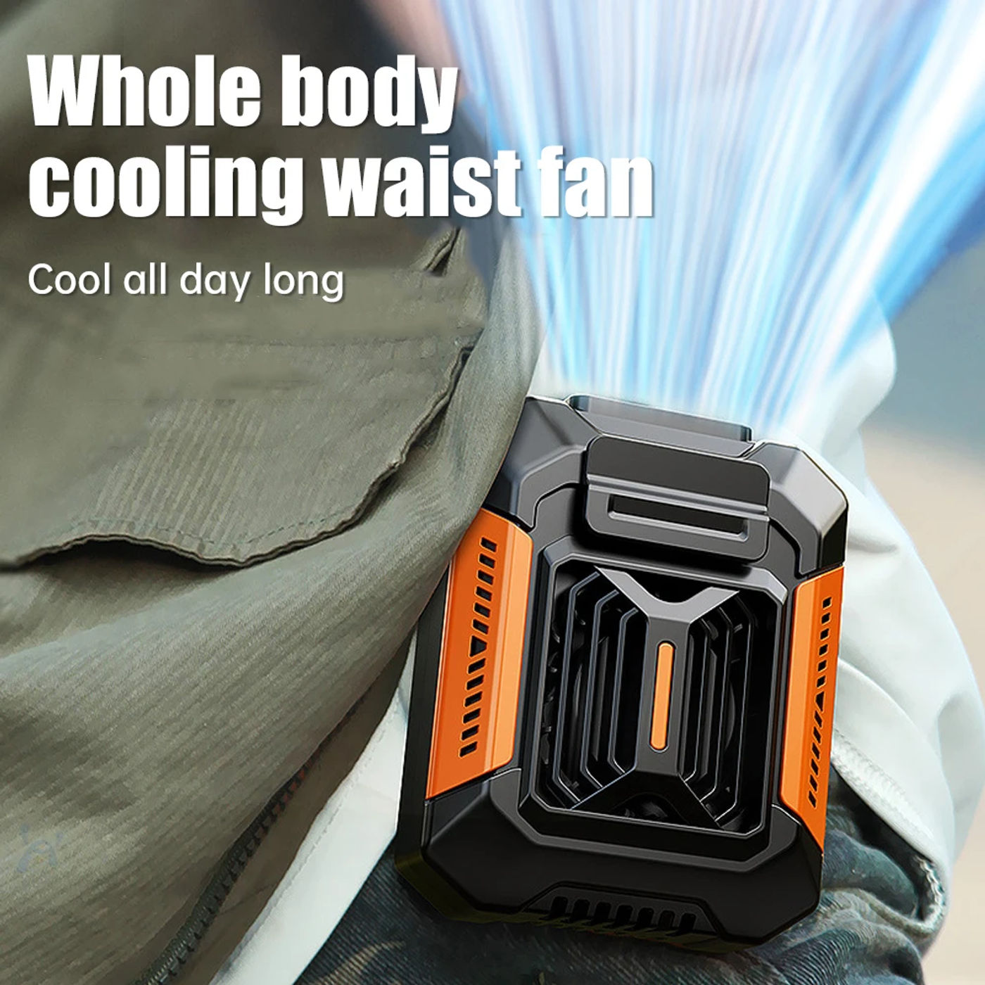 Description Picture 4 of itemWaist Mounted Electric Fan 4000mAh Rechargeable Anti Drop Shock Absorption Fan Portable Bladeless Flashlight Hanging Neck Fans