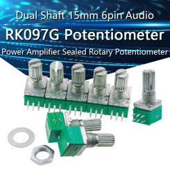 5pcs RK097G Dual Potentiometer B1K 5K 10K 20K 50K 100K 500K Shaft 15mm 6pin Audio Power Amplifier Sealed Rotary Potentiometers