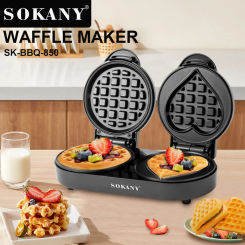 1100W Double Plate Mini Electric Waffle Maker Machine Heart Automatic Nonstick Cake Bread Pot Toaster for Home Kids gofrera 110V