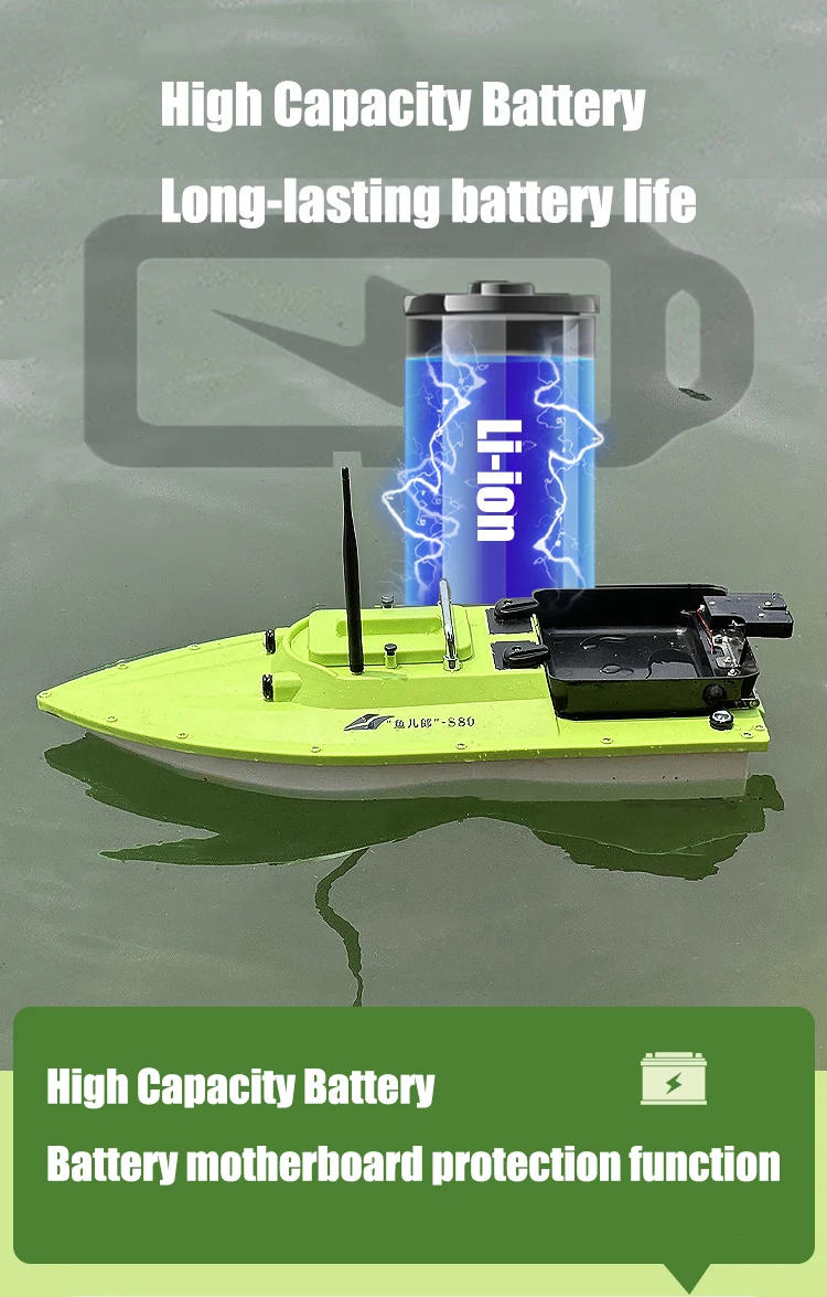 Description Picture 6 of item12V GPS Rc Bait Boat 500M Intelligent Cruise Control One Click Return High Speed Night Fishing Pulling Net Towing Hook Carp Boat