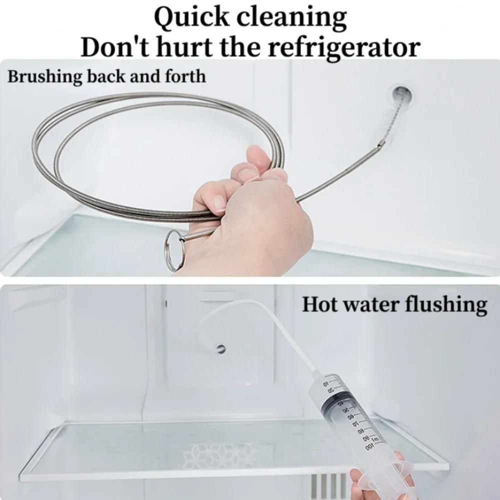 Description Picture 2 of itemRefrigerator Drain Clean Brush Kit Wash Brush Suction Syringe 1.5M Hose Fridge Drain Hole Cleaner Stick Dredge Anti Clogging