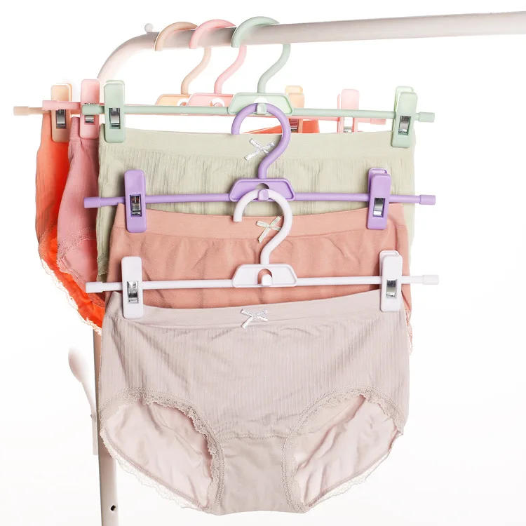 Description Picture 3 of itemSkirt Peg Hanger with Adjustment Plastic Grip Pant Rack Space Saving Attachable Underwear Drying Rack Wardrobe Storage Organizer