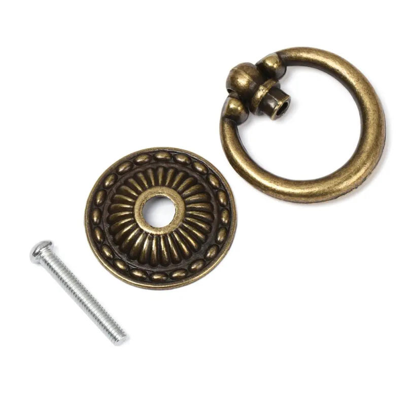 Description Picture 4 of itemAuxiliary Ring Pattern European Style Retro Bronze Handles Wardrobe Pulls Single Hole Furniture Knobs