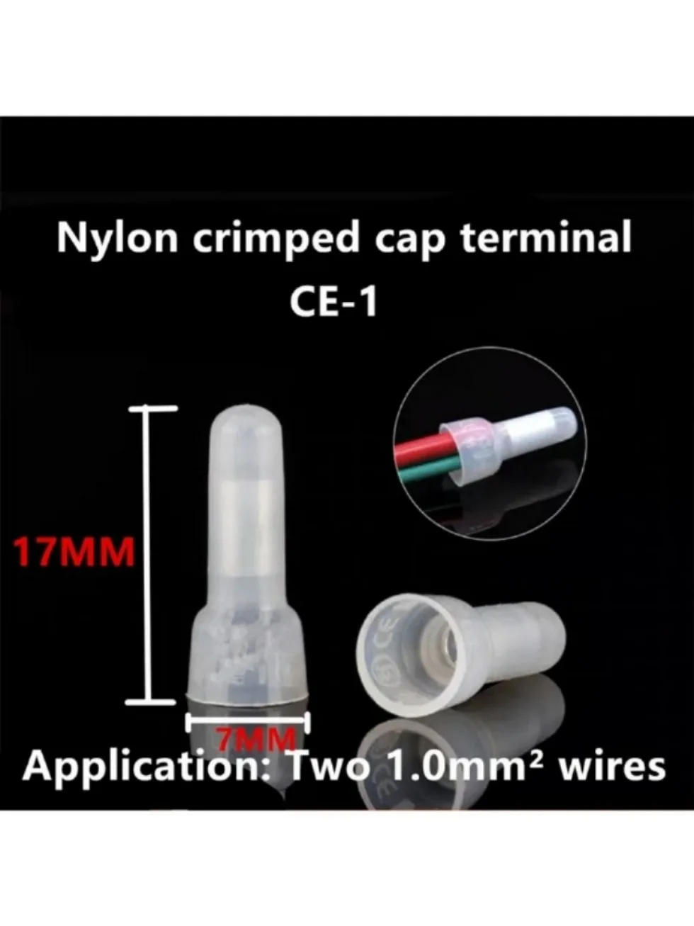 Description Picture 4 of item50/100/500/1000 PCS CE1 CE2 CE5 Closed End Crimp Caps Electrical Wire Cable Terminals Connectors