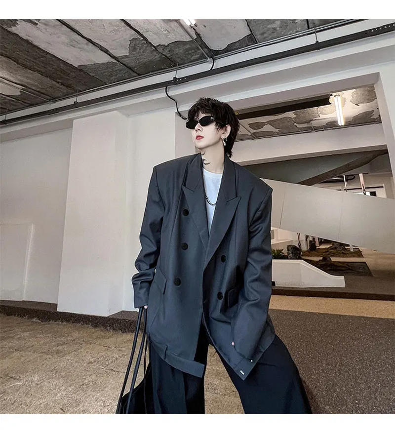 Description Picture 5 of itemLUZHEN 2024 Spring New Fashion Elegant Loose Blazer Coat Men's Trendy Double Breasted Original Design Korean Suit Jacket LZ2691