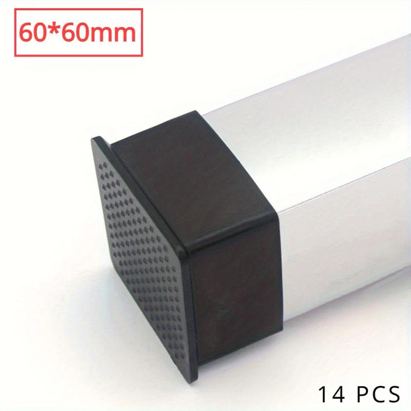 Description Picture 2 of item14-Pack Black Square Pvc Soft Rubber Tube Plugs - 60X60Mm Dust Seal End Caps For Pipes, Bolts & Furniture Protection