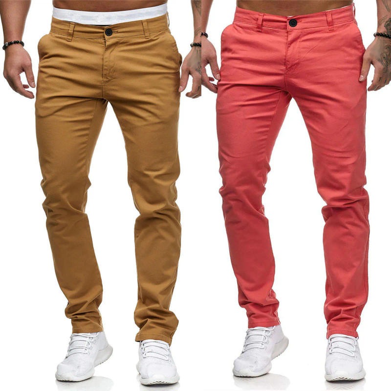 Description Picture 2 of itemFashion Mid Waist Slim Men Casual Pants Solid Pocket Full Length Man Trousers Y2k Clothes Skinny Straight Gym Work Pantalones