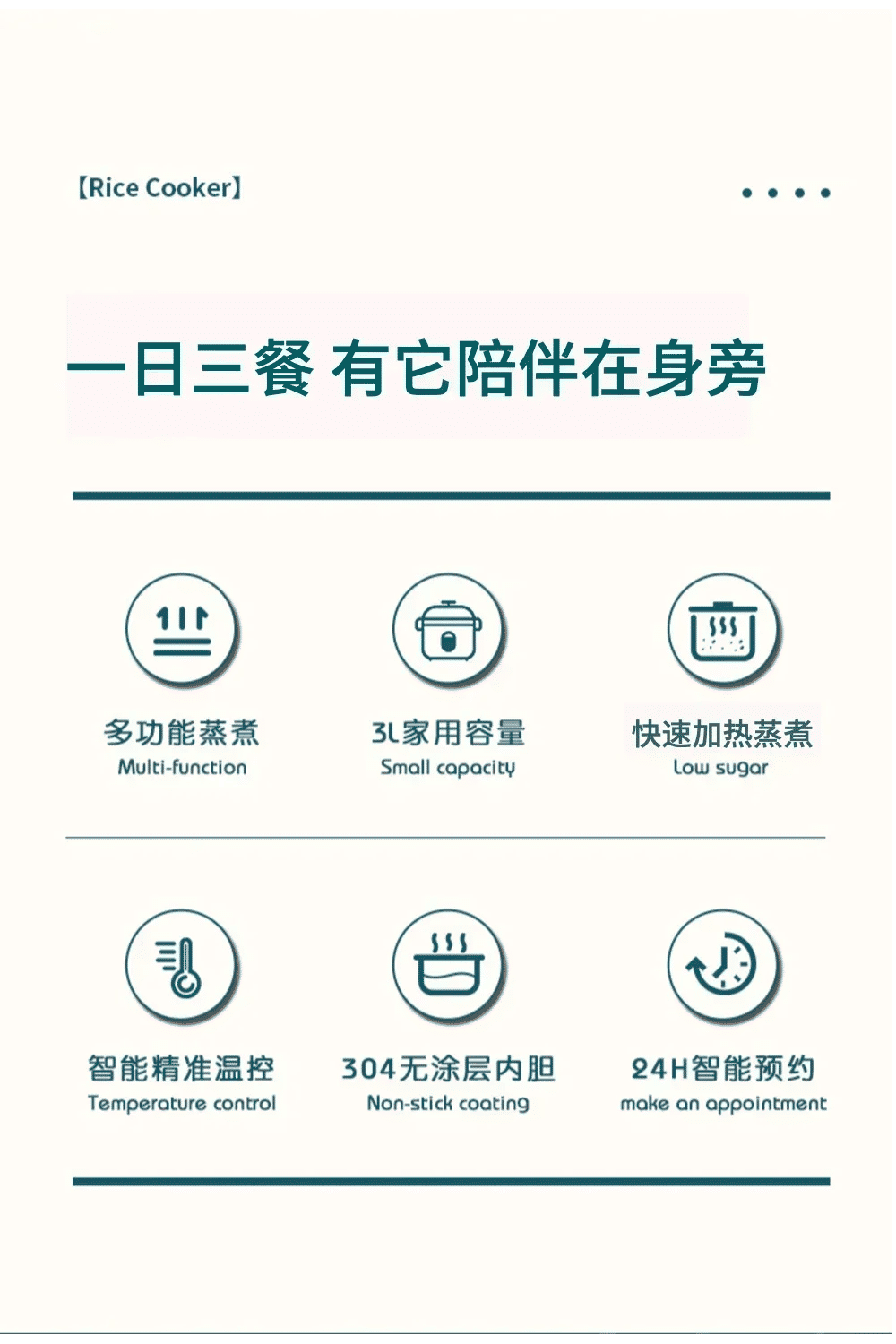 Description Picture 3 of item110v smart Rice cooker 3L rice cooker exported to the United States Japan Canada kitchen Small appliance rice soup separation